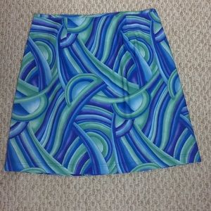 Pencil skirt sz 8 blue, purple & green